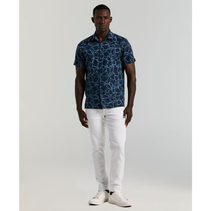 Perry Ellis Men's Floral Print Short Sleeve Linen Blend Shirt