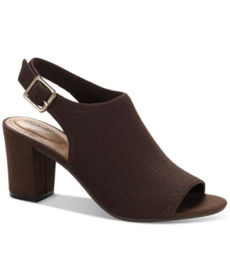 Women's Peyyton Slingback Knit Dress Block Heel Shooties, Exclusively at Macy's