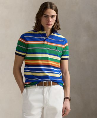 Men's Classic-Fit Striped Mesh Polo Shirt