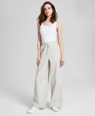 Women's Cotton Tie-Waist Wide-Leg Pants, Exclusively at Macy's
