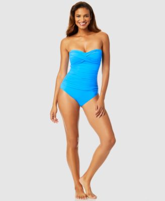 Twist-Front Ruched One-Piece Swimsuit