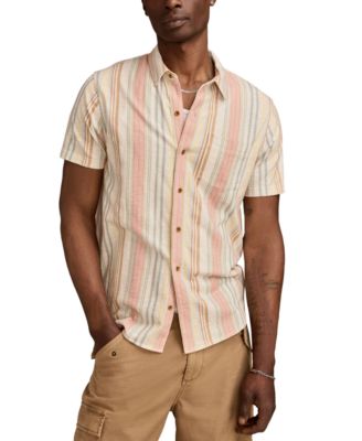 Luck Brand Men's Short Sleeve Striped Button-Front Shirt