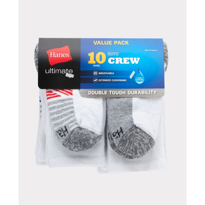 Big Boys Ultimate Crew Socks, Pack of 10
