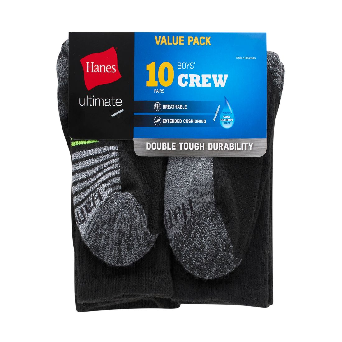 Big Boys Ultimate Crew Socks, Pack of 10