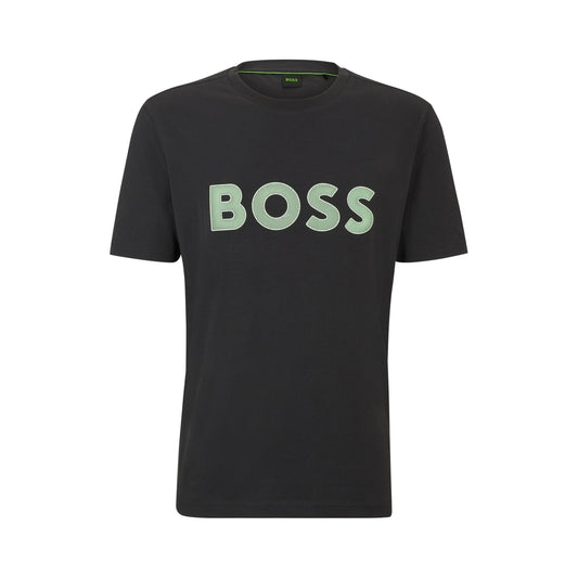 Cotton-jersey regular-fit T-shirt with mesh logo