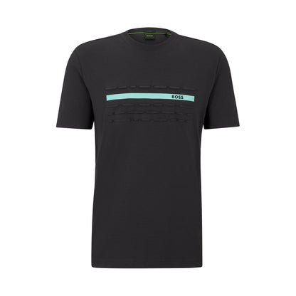 Stretch-cotton regular-fit T-shirt with embossed artwork