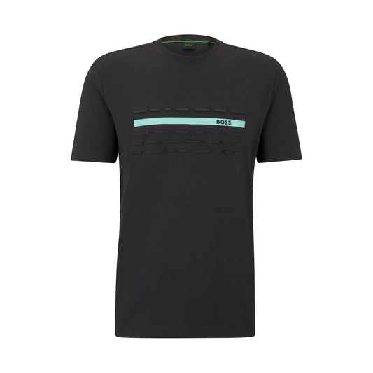 Stretch-cotton regular-fit T-shirt with embossed artwork