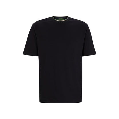 Interlock-cotton relaxed-fit T-shirt with logo collar