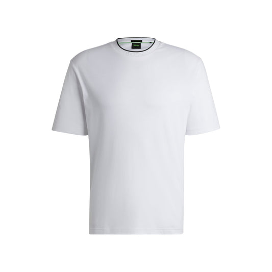 Interlock-cotton relaxed-fit T-shirt with logo collar