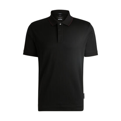 Porsche x BOSS striped cotton-jacquard polo shirt with tipped collar