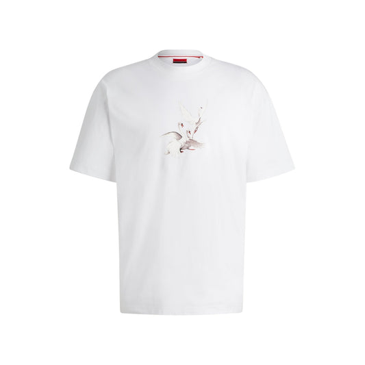 HUGO x Les Benjamins oversize-fit T-shirt with swan graphic