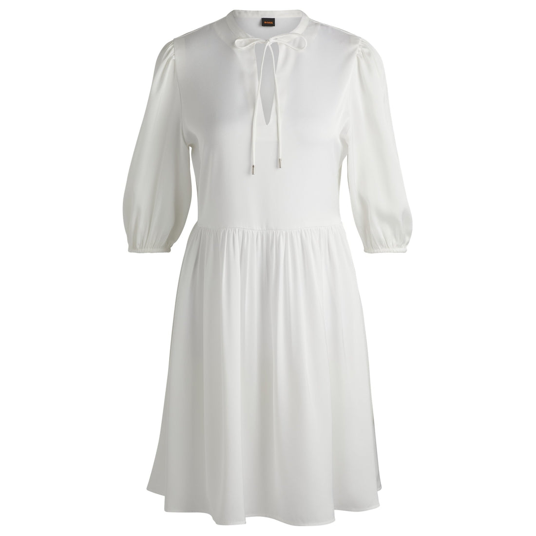 Hammered-satin dress with tie neckline