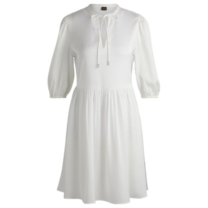 Hammered-satin dress with tie neckline
