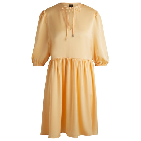 Hammered-satin dress with tie neckline