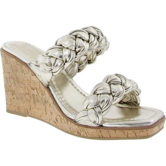 Ulana Womens Faux Leather Braided Wedge Sandals