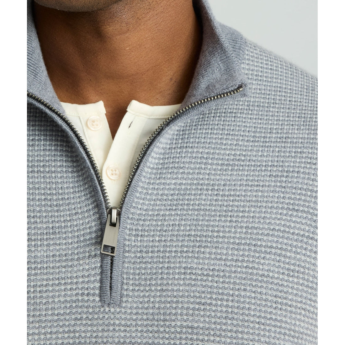 Textured Merino Wool Quarter-Zip Sweater