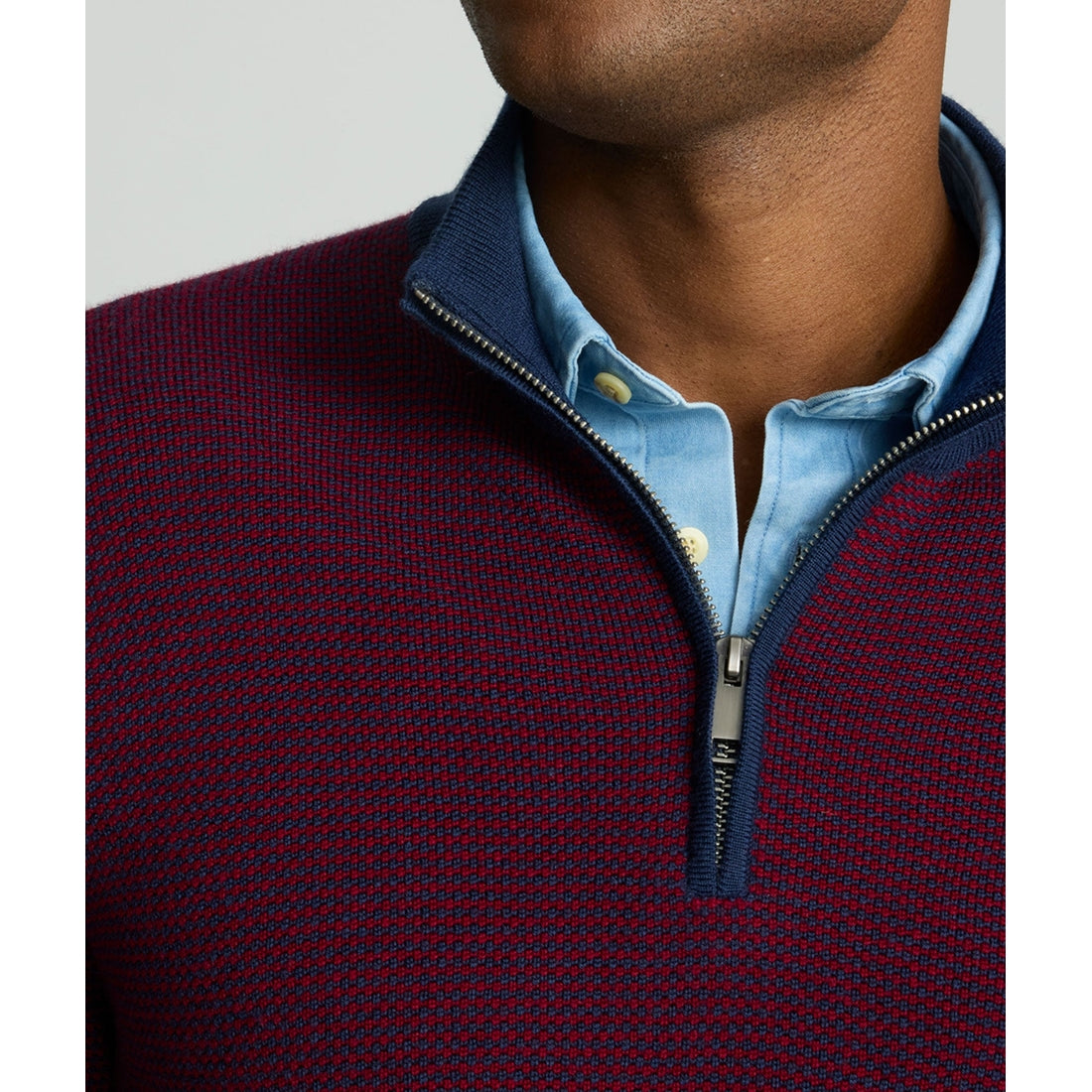 Textured Merino Wool Quarter-Zip Sweater