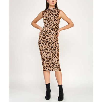 Invitee Juniors' Animal Print Mock Neck Midi Sweater Dress