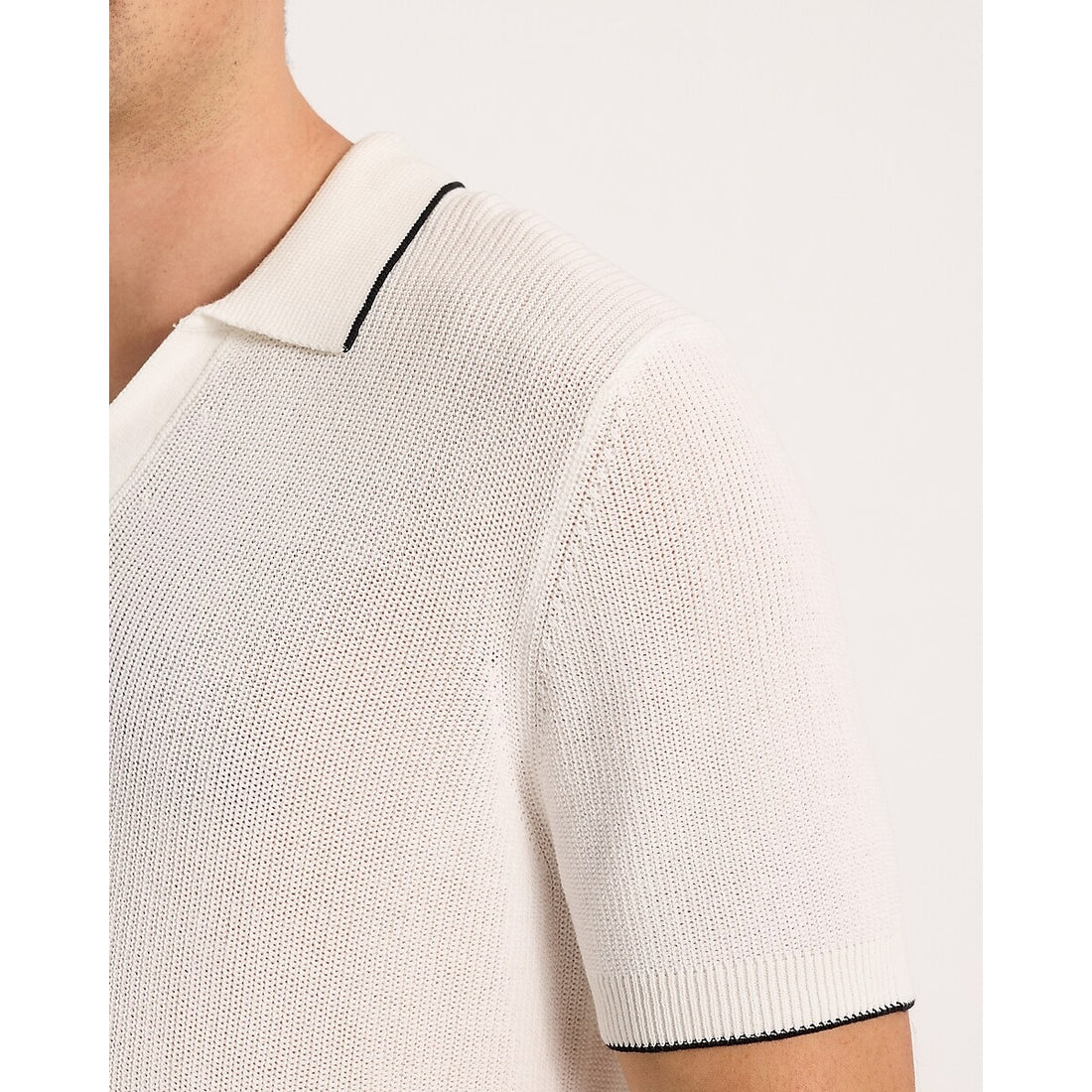 Tipped Johnny Collar Perfect Pima Cotton Sweater Polo