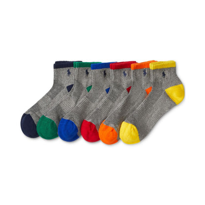 Polo Ralph Lauren Men's 6-Pk. Performance Tipped Color Heel Toe Quarter Socks