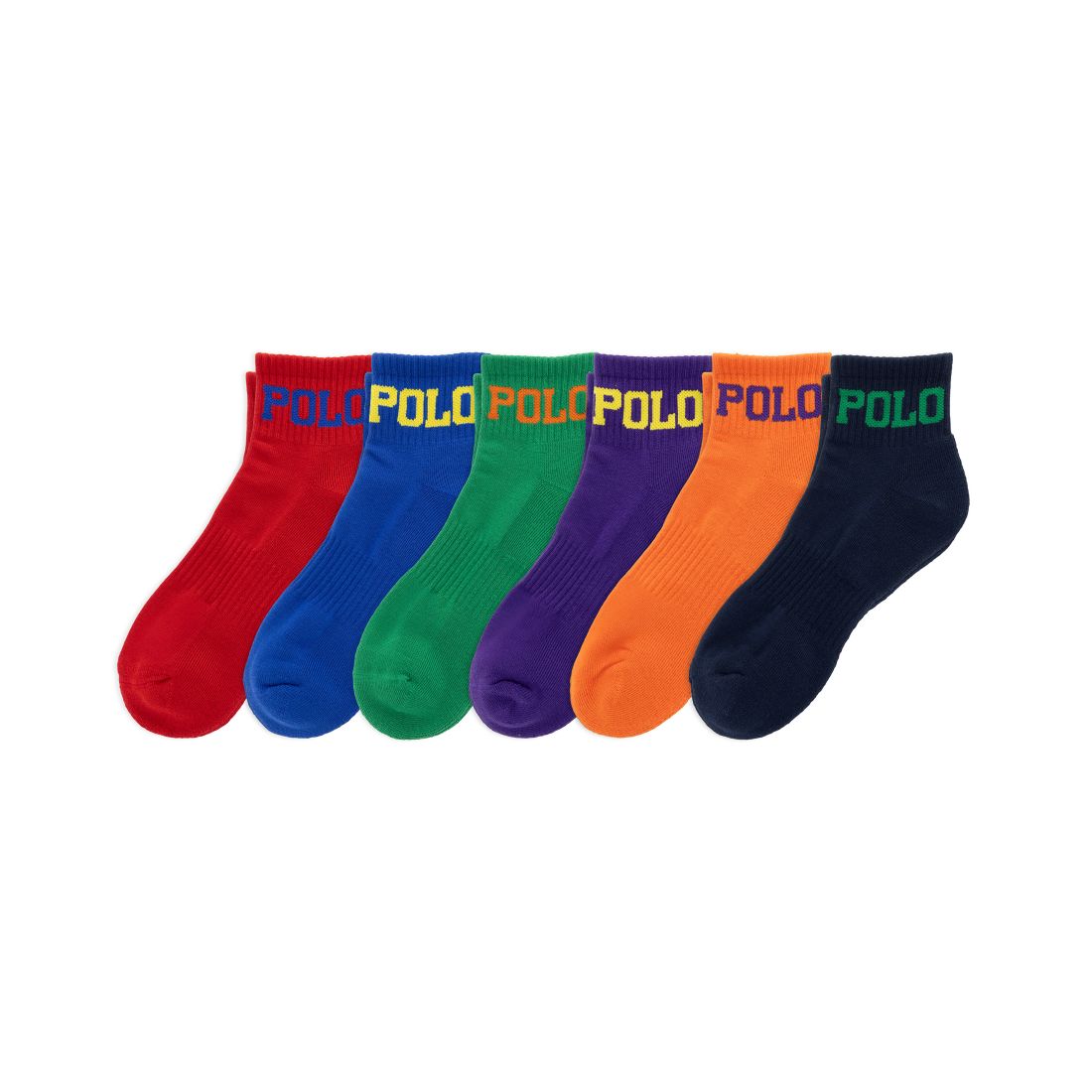 Polo Ralph Lauren Men's Color Logo Quarter Socks, 6-Pack