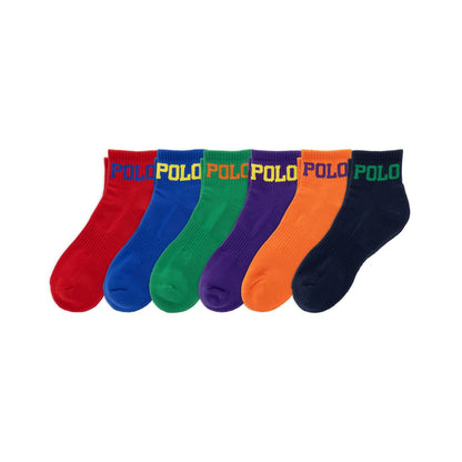 Polo Ralph Lauren Men's Color Logo Quarter Socks, 6-Pack