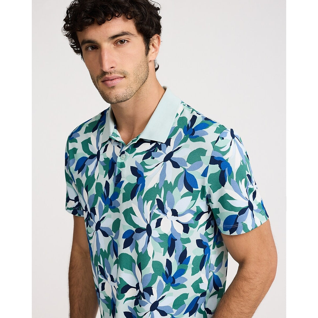 Abstract Floral Pique Everyday Performance Polo