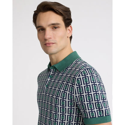 Rectangular Geo Cotton Short Sleeve Sweater Polo