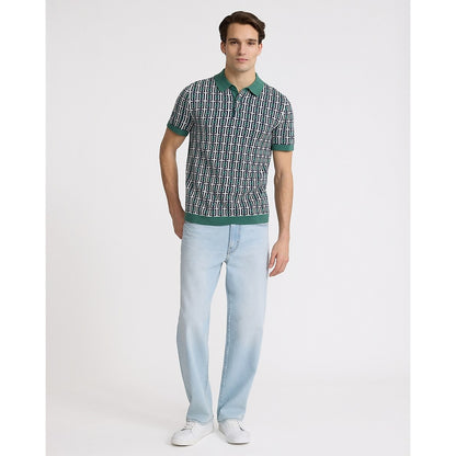 Rectangular Geo Cotton Short Sleeve Sweater Polo