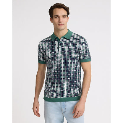 Rectangular Geo Cotton Short Sleeve Sweater Polo