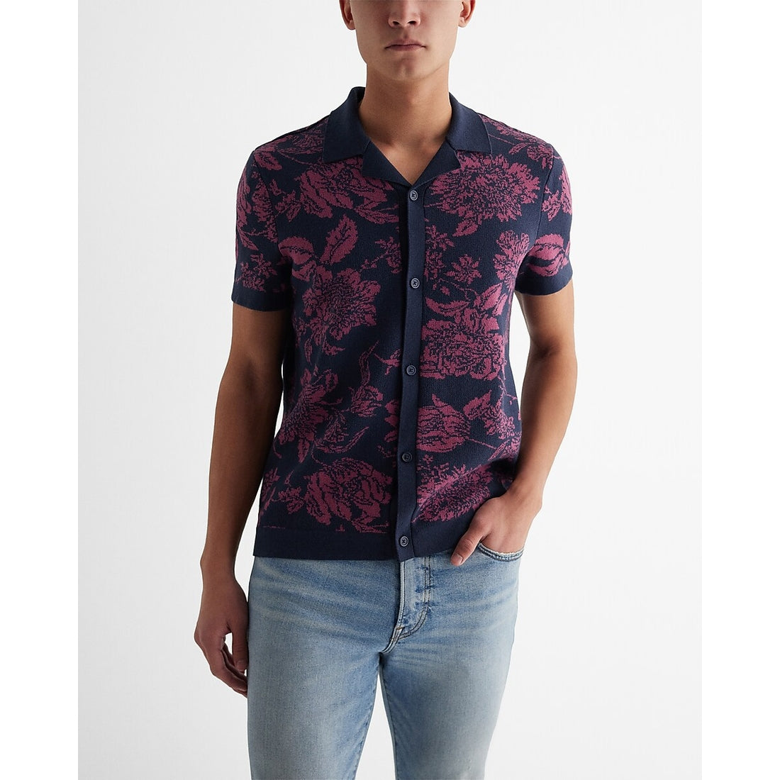 Floral Cotton Short Sleeve Sweater Polo