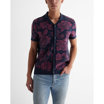 Floral Cotton Short Sleeve Sweater Polo