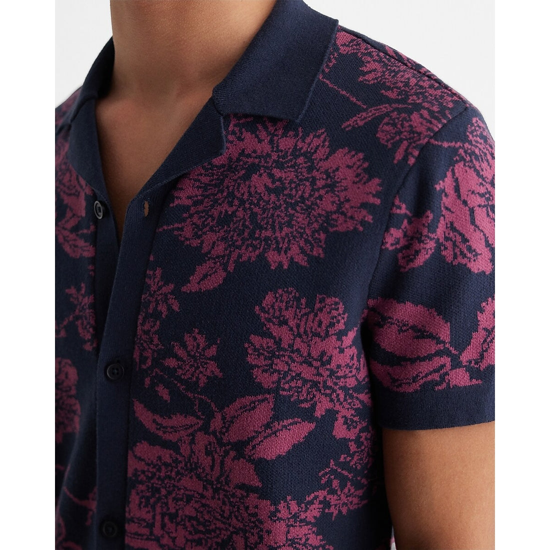 Floral Cotton Short Sleeve Sweater Polo