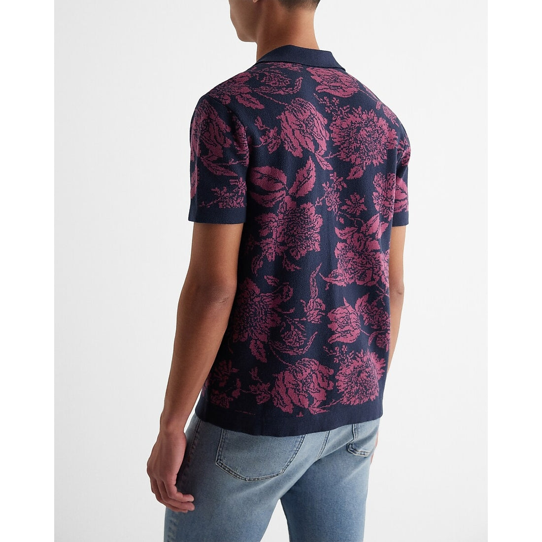 Floral Cotton Short Sleeve Sweater Polo