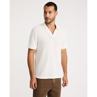 Classic Fit Textured Knit Johnny Collar Polo