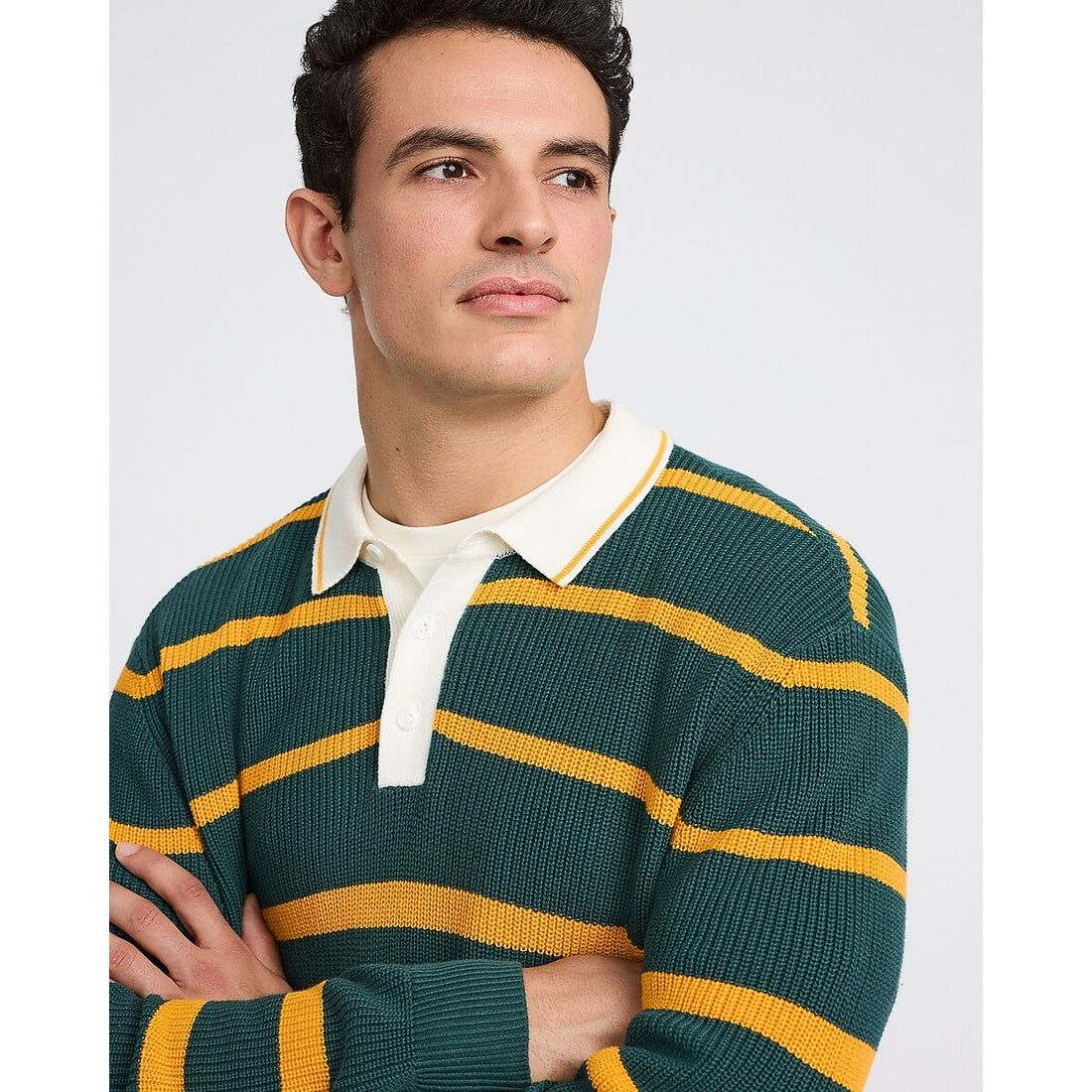 Varsity Striped Long Sleeve Sweater Polo