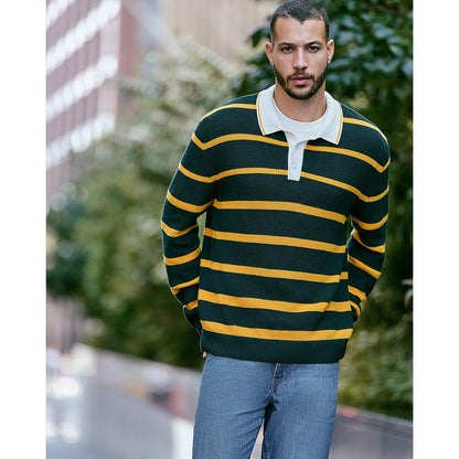 Varsity Striped Long Sleeve Sweater Polo