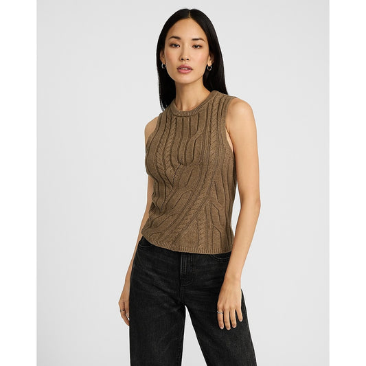 Cable Knit Crew Neck Sweater Tank