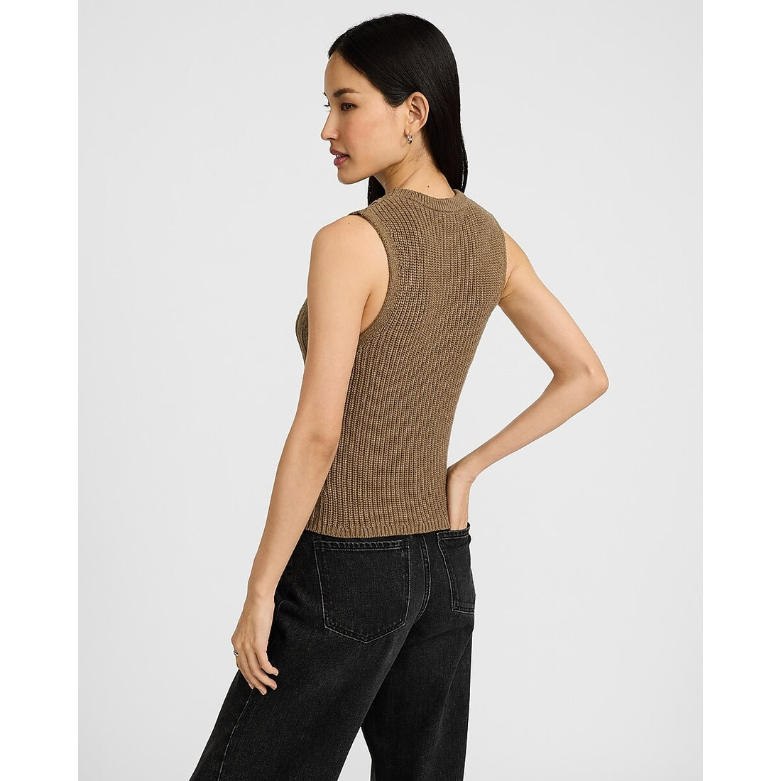 Cable Knit Crew Neck Sweater Tank