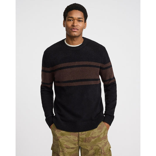 Felted Varsity Striped Crew Neck Sweater