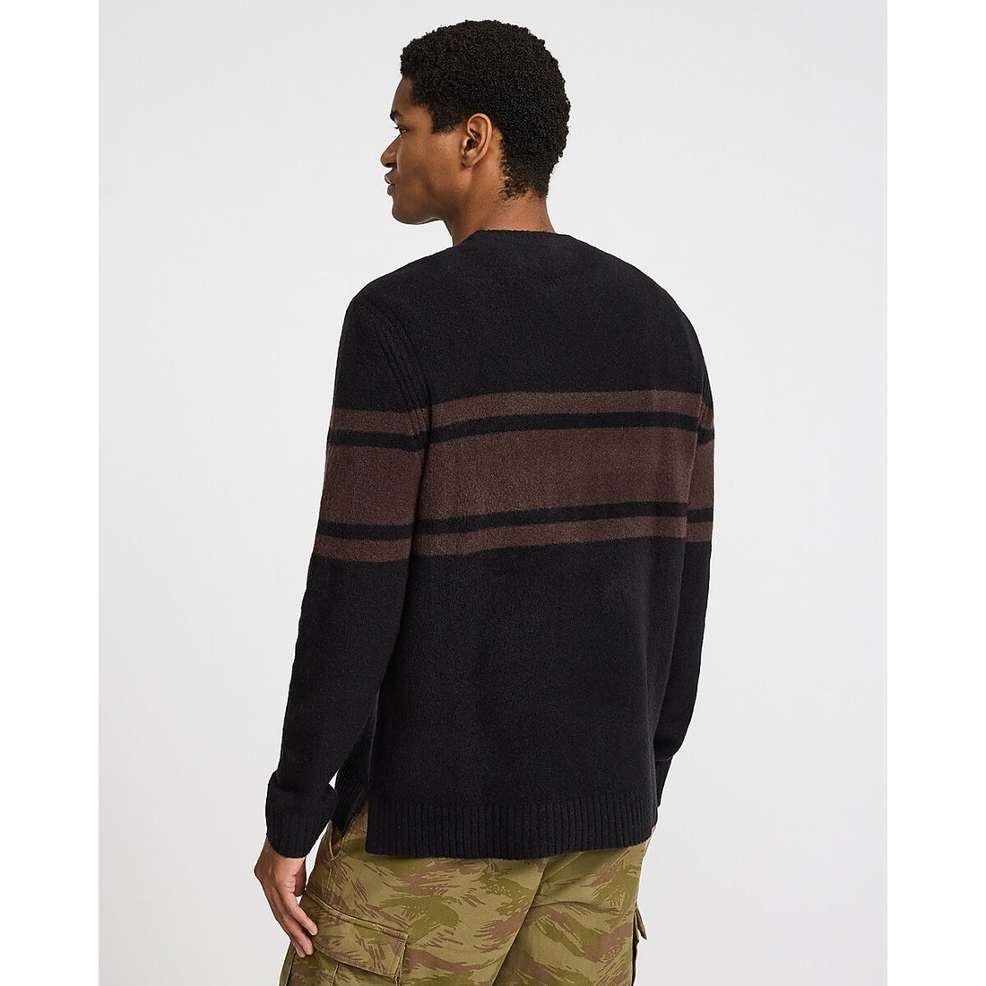 Felted Varsity Striped Crew Neck Sweater