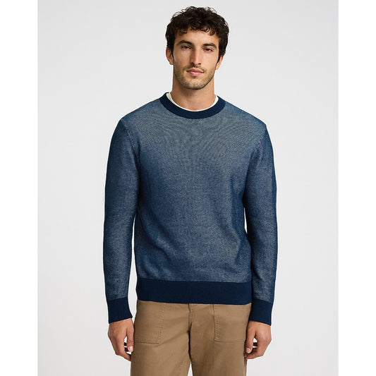 Two Tone Crew Neck Cotton Sweater