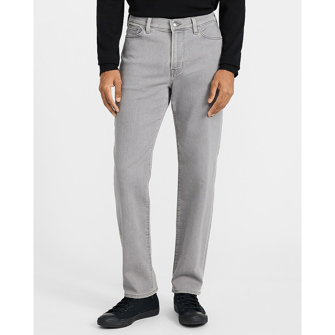 Slim Straight Gray Wash Flex Fleece Jeans