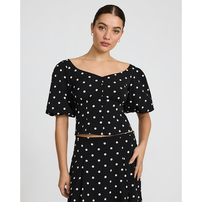 Puff Sleeve Button Front Top