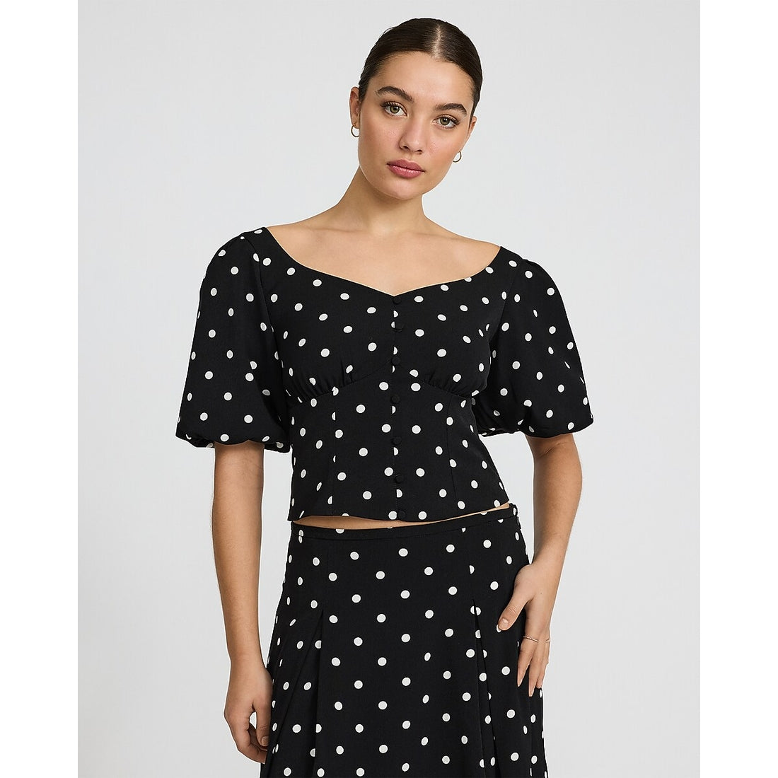 Puff Sleeve Button Front Top
