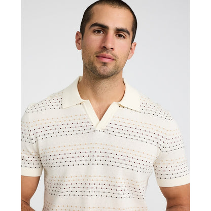 Cotton Mini Square Dot Johnny Collar Sweater Polo