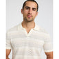 Cotton Mini Square Dot Johnny Collar Sweater Polo