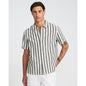 Striped Linen Cotton Short Sleeve Shirt