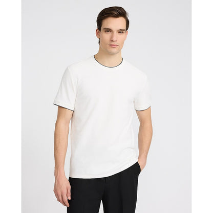 Textured Contrast Trim Perfect Fit Premium Weight Crew Neck T-Shirt