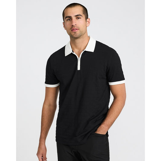 Contrast Tipped Luxe Pique Zip Polo